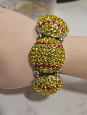 Rhinestone Baseball  Bracelet